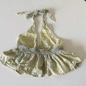 Kiwi + Punch Halter Top Washed Look Cropped Babydoll